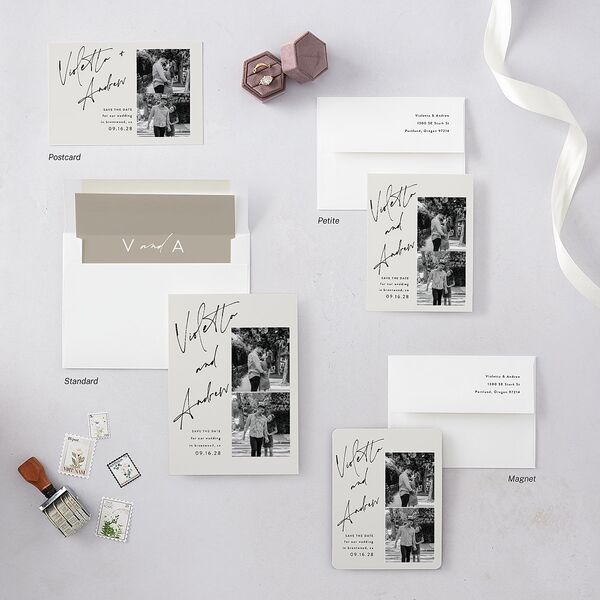 Signed Save The Date Cards Licorice Signature smooth Blank No Standard