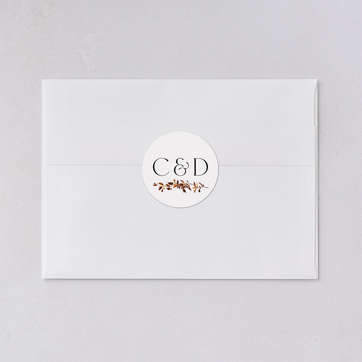 Simple Vine Wedding Stickers Terracotta Circle