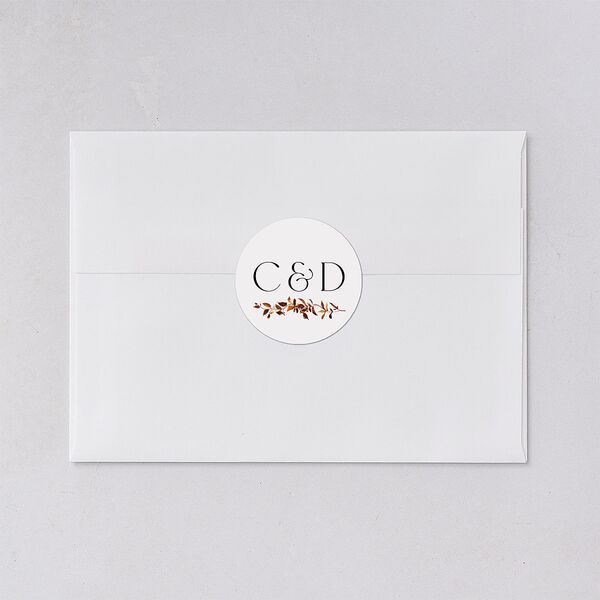 Simple Vine Wedding Stickers Terracotta Circle