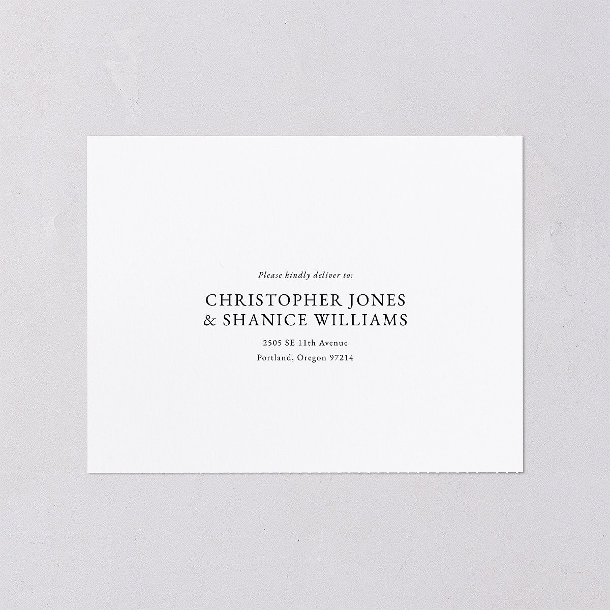 Classically Stated All-in-One Wedding Invitations Pure White No Signature Light Both Recipient and Return Addresses