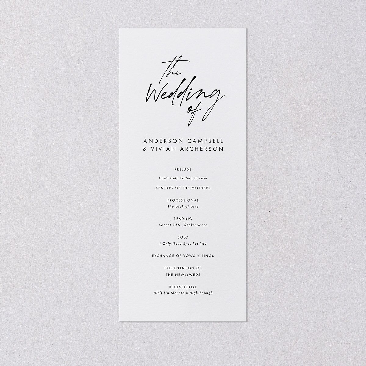 Simply Script Wedding Programs Pure White Signature