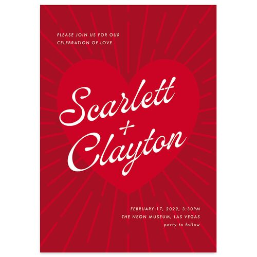 Modern Retro Hearts Wedding Invitations Ruby Signature Blank No Standard