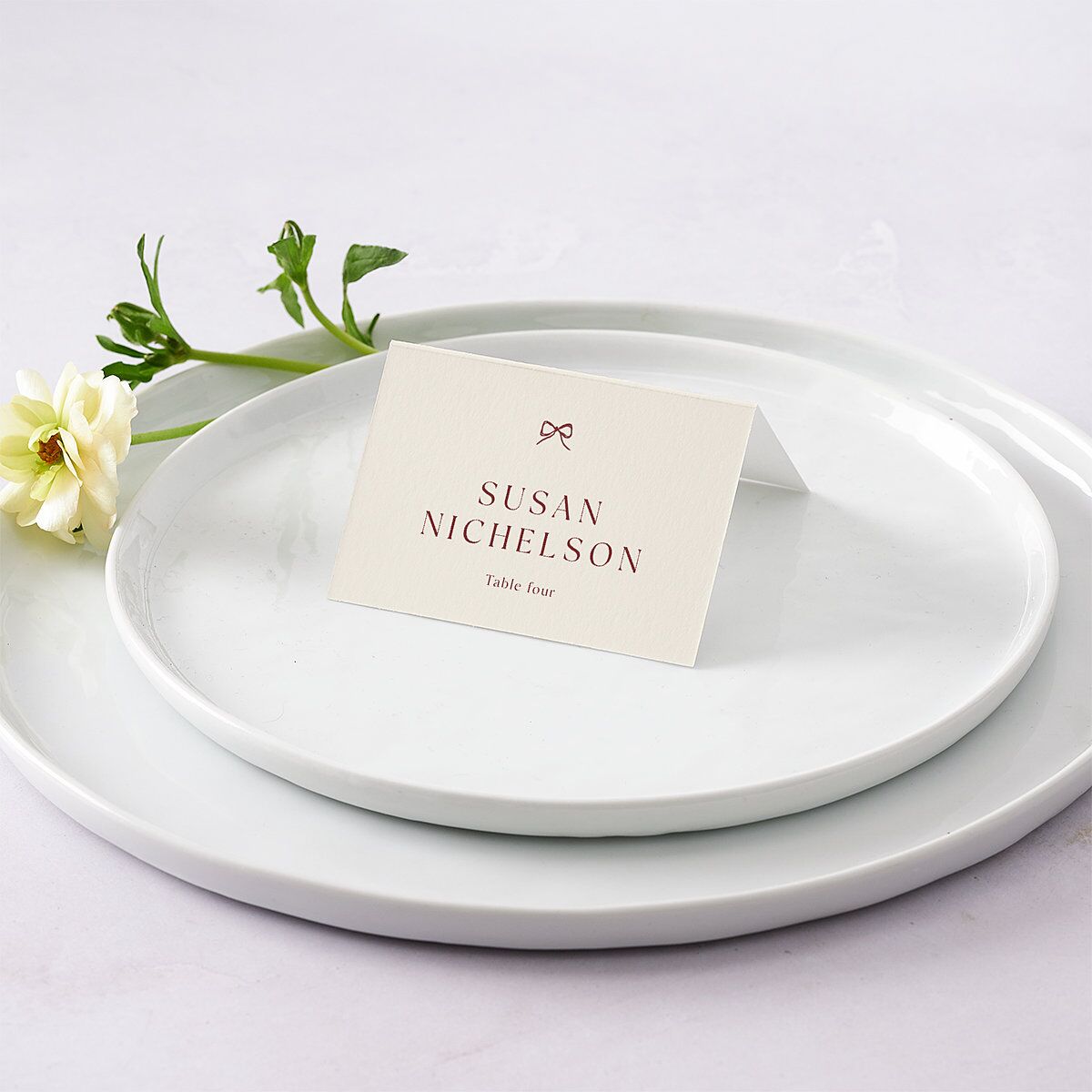 Simple Boho Flowers Place Cards Raspberry Signature