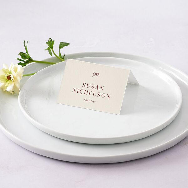 Simple Boho Flowers Place Cards Raspberry Signature