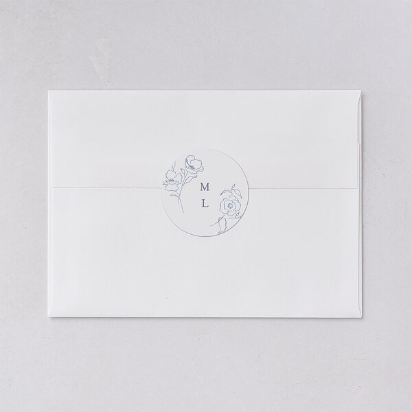 Floral Adornment Wedding Stickers Dusty Blue