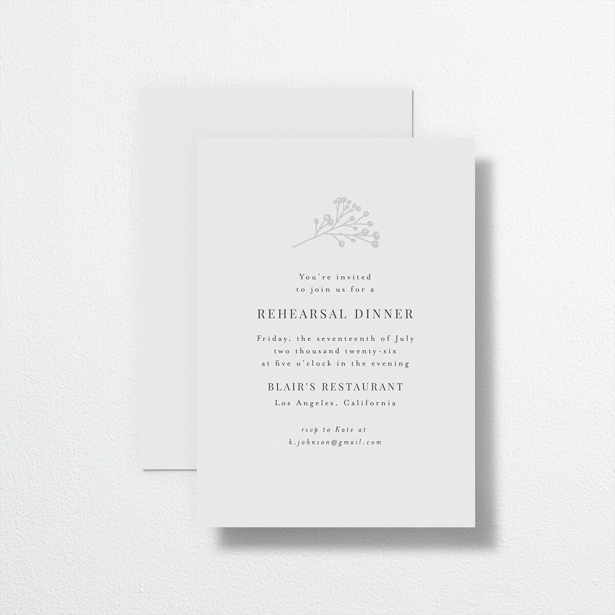 Baby's Breath Rehearsal Dinner Invitations Mist Signature