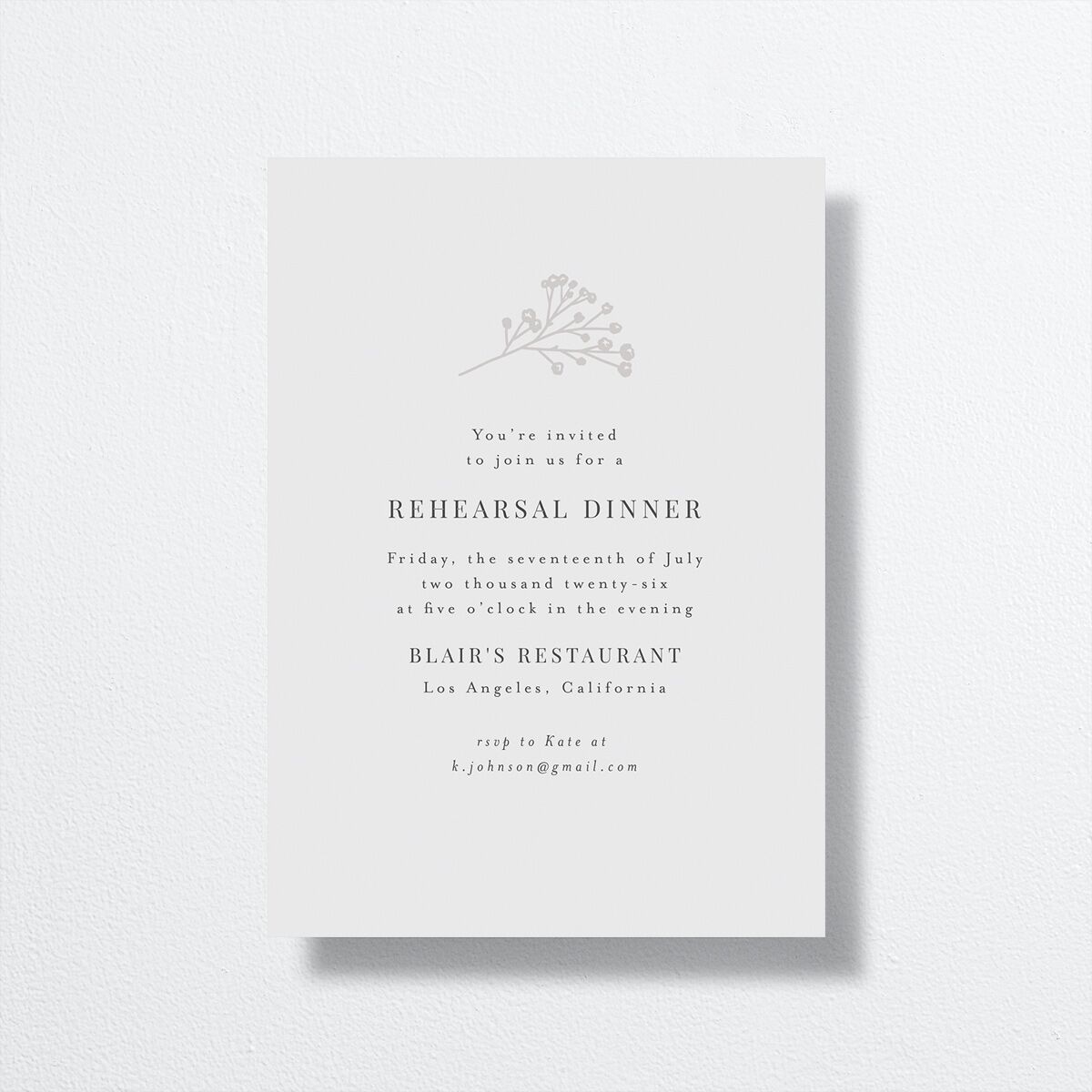 Baby's Breath Rehearsal Dinner Invitations Mist Signature