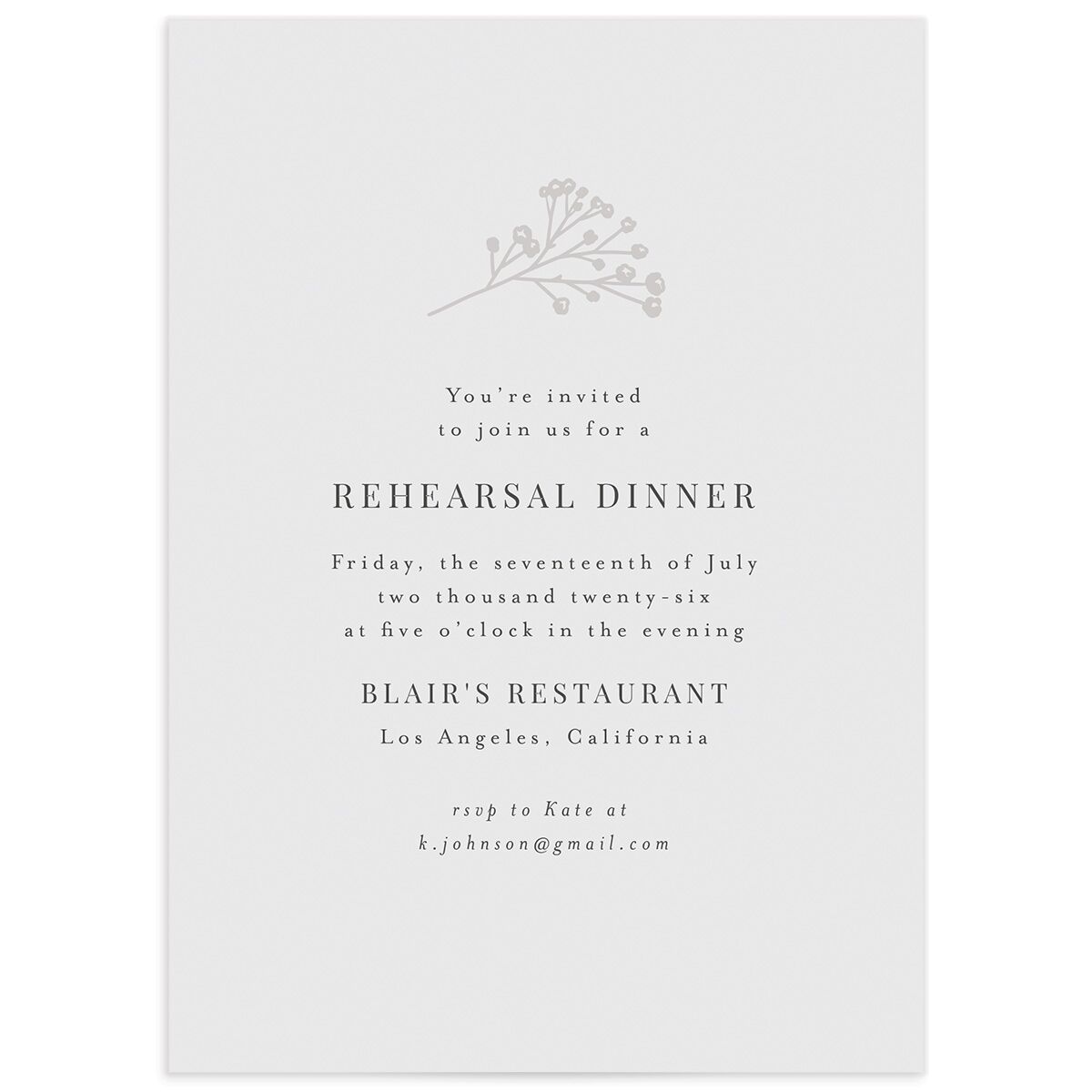Baby's Breath Rehearsal Dinner Invitations