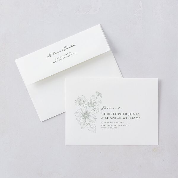 Rustic Botanical Foil Wedding Invitations Moss Gold Signature Blank No Standard