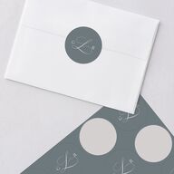 Classic Picture Photo Wedding Stickers Dusty Blue Circle