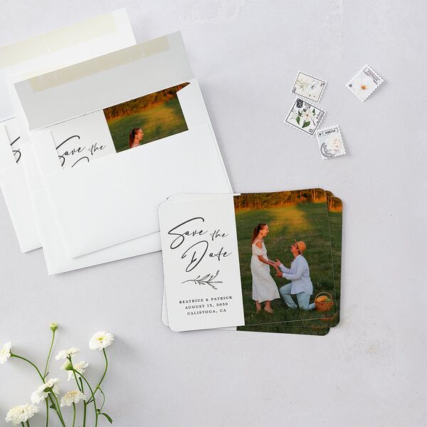Rustic Setting Save The Date Magnets Medieval Grey Magnet Paper