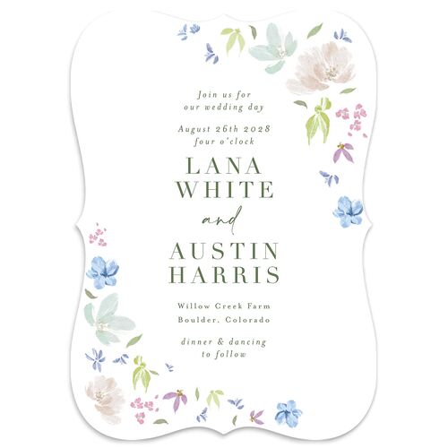 Floral Appliqué Wedding Invitations Sage Signature Blank No Bracket