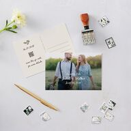 Watercolor Fairytale Trees Save the Date Postcards Slate