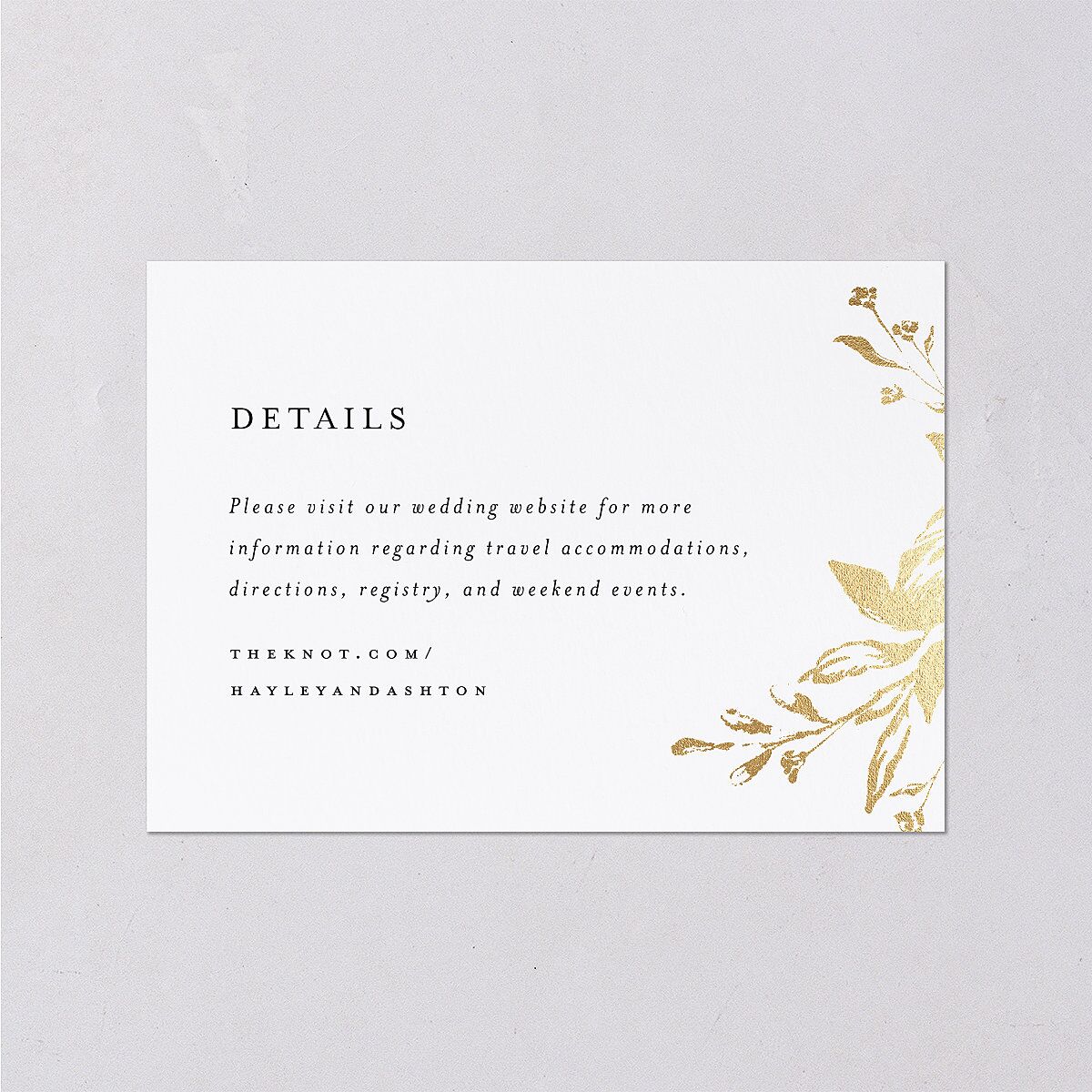 Shining Leaves Wedding Enclosure Cards — view 1