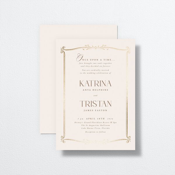 Once Upon a Time Wedding Invitations Gold Linen Signature No