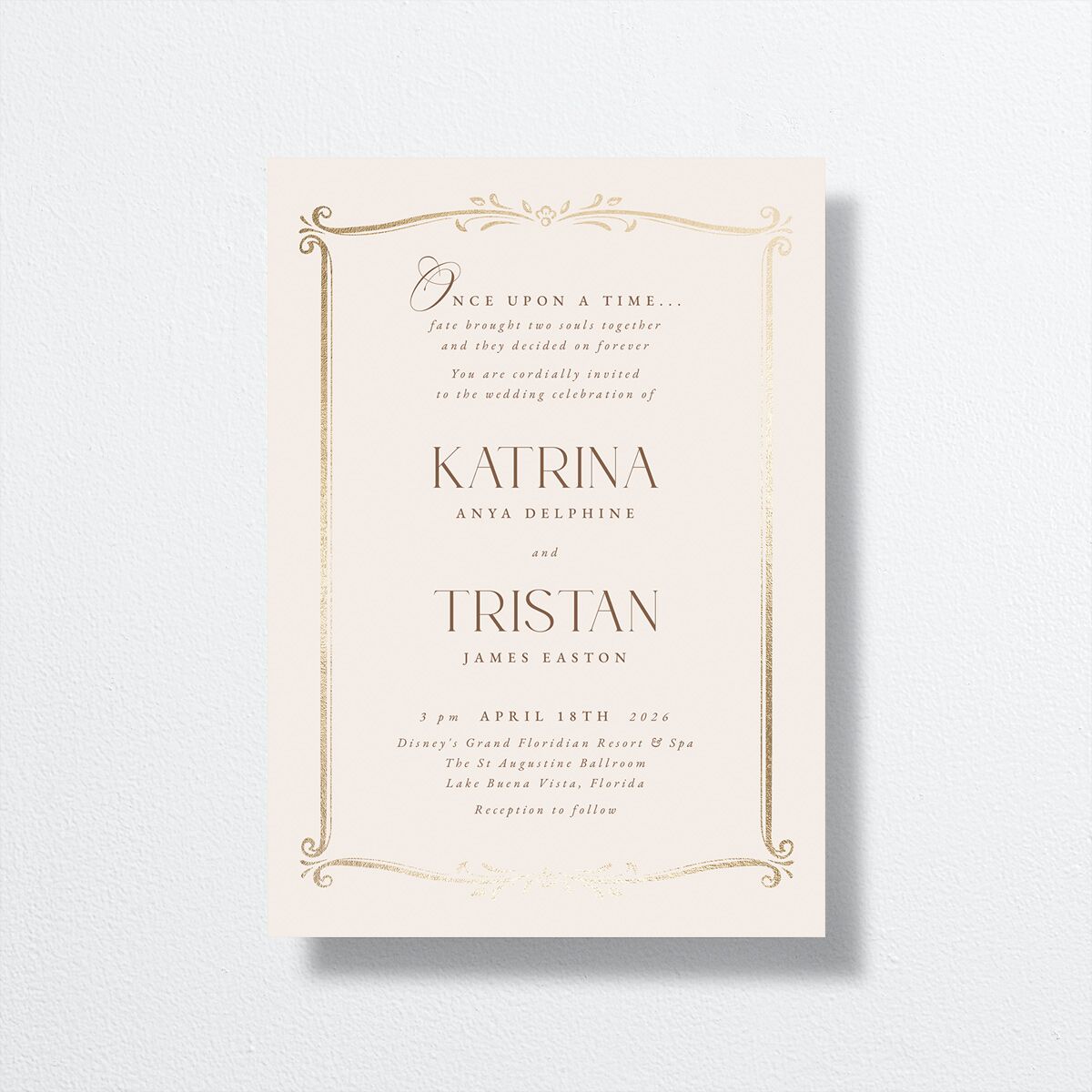 Fairytale Frame Wedding Invitations front in white