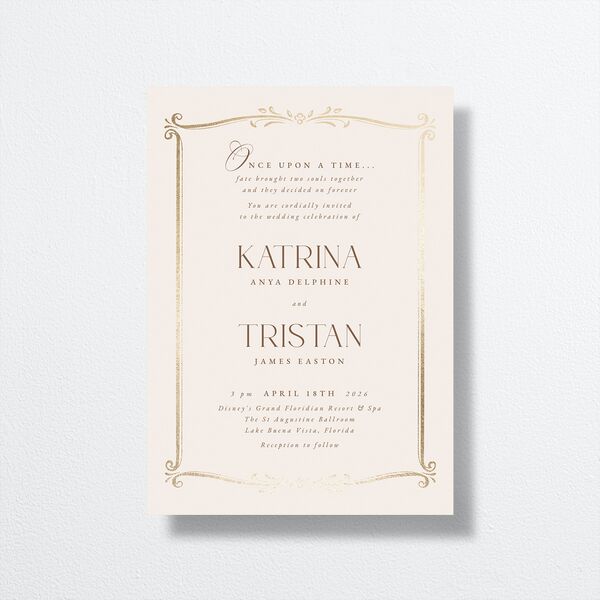Once Upon a Time Wedding Invitations Gold Linen Signature No
