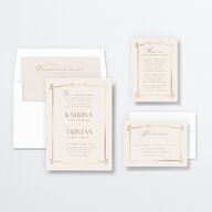Once Upon a Time Wedding Invitations Gold Linen Signature No