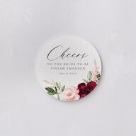 Beloved Floral Bridal Shower Wedding Day Coasters Dark Berry Cardboard Circle