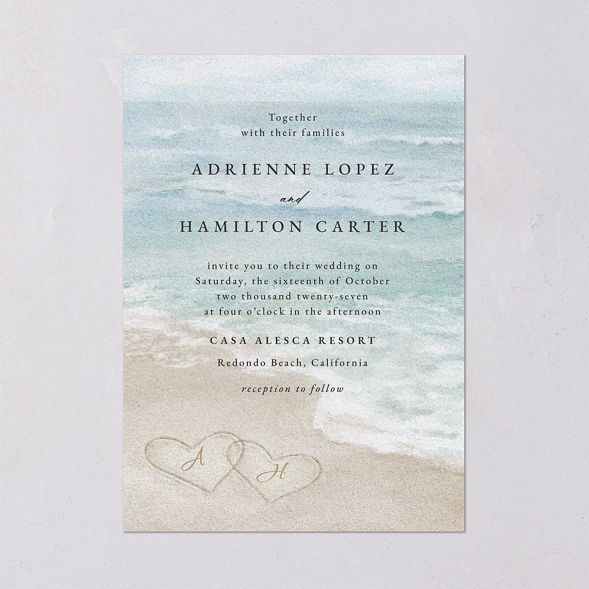 Beach Monogram Wedding Invitations — view 2