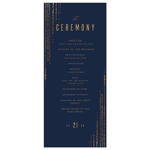 Classic Cascade Wedding Programs Navy Signature