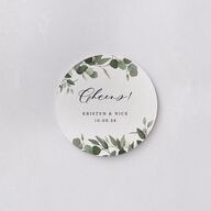 Eucalyptus Frame Wedding Day Coaster Pure White Cardboard Circle