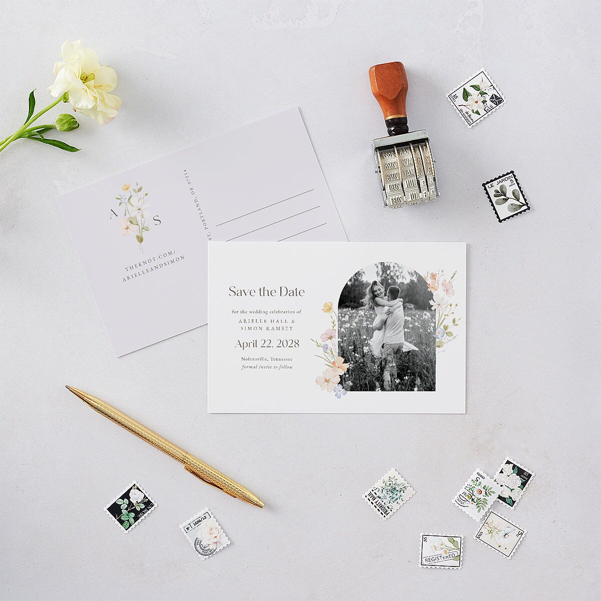 Wildflower Photo Save the Date Postcards Lilac