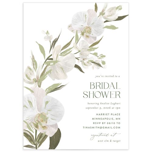 Elegant Orchid Bridal Shower Invitations - White