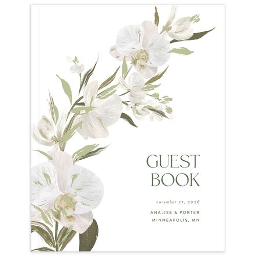 Elegant Orchid Guest Books Pure White