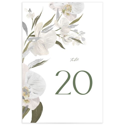 Elegant Orchid Table Numbers Silver Pure White Signature