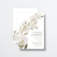 Elegant Orchid Wedding Invitations Gold Pure White Signature No