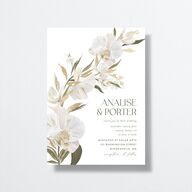 Elegant Orchid Wedding Invitations Gold Pure White Signature No