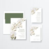 Elegant Orchid Wedding Invitations Gold Pure White Signature No