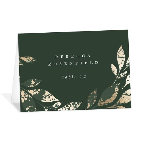 Gilded Leaves Place Cards Gold Hunter Green Signature