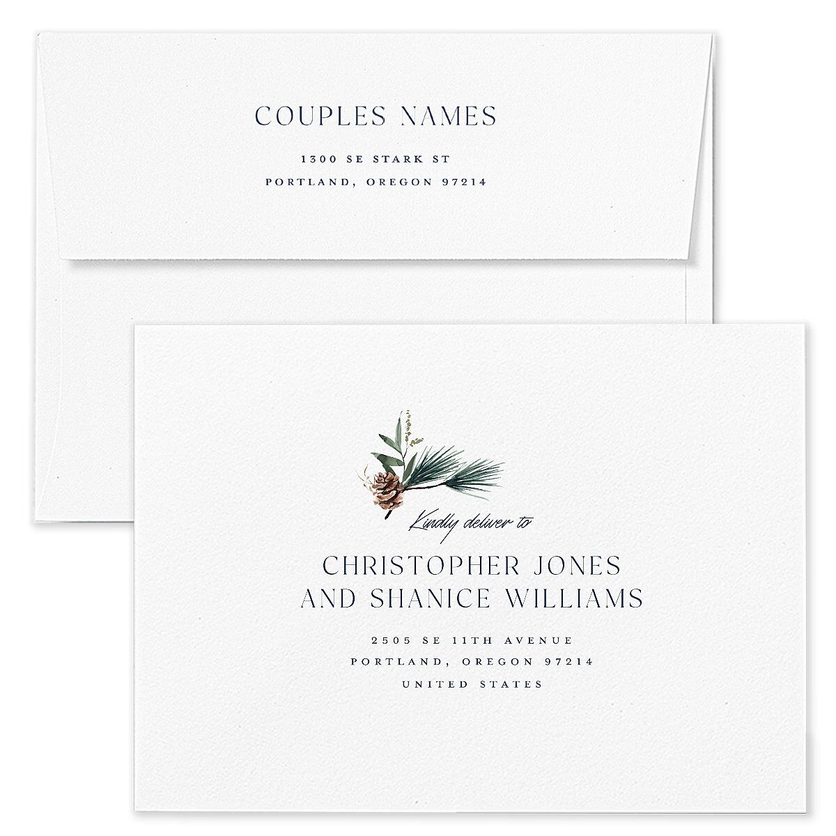 Rustic Pine Rehearsal Dinner Invitation Envelopes