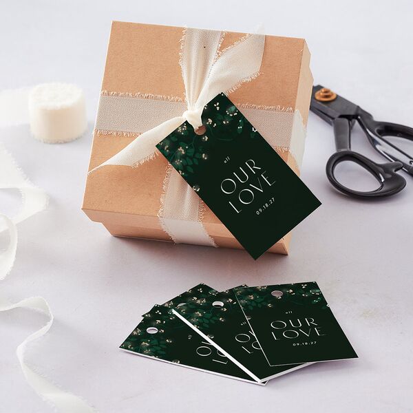 Moonlit Garden Favor Gift Tags Gold Dark Emerald Signature