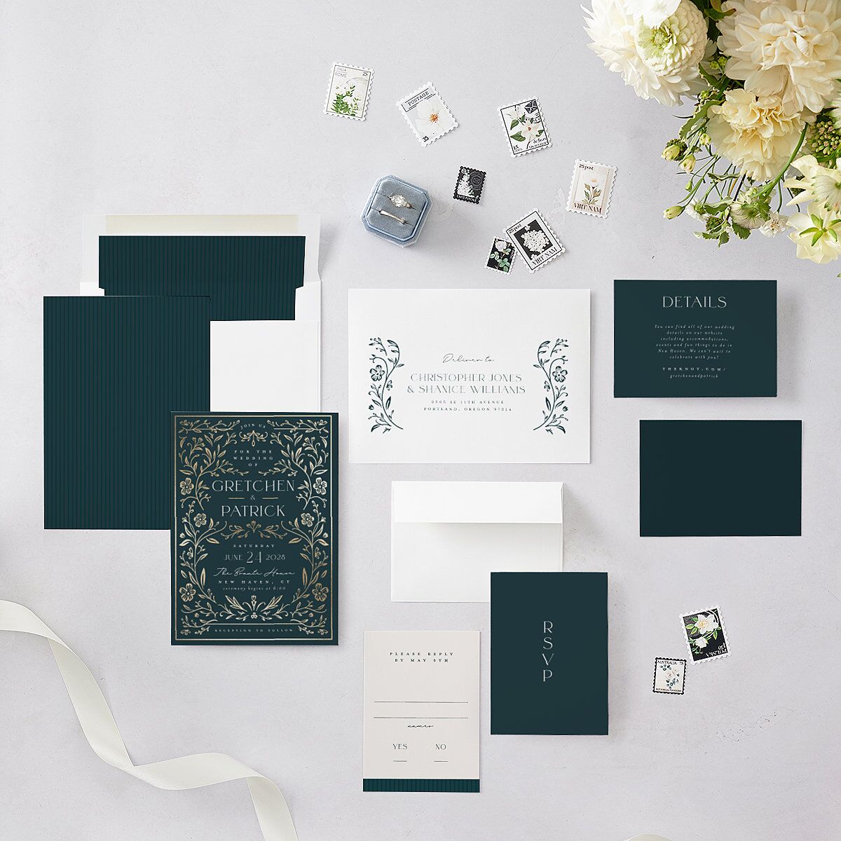 Storybook Filigree Wedding Invitations Gold Dark Night Signature Blank No Standard