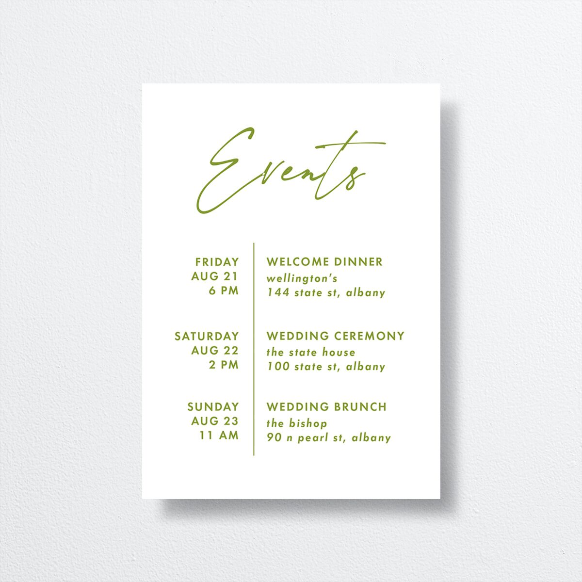 Picture This Wedding Enclosure Cards front in green