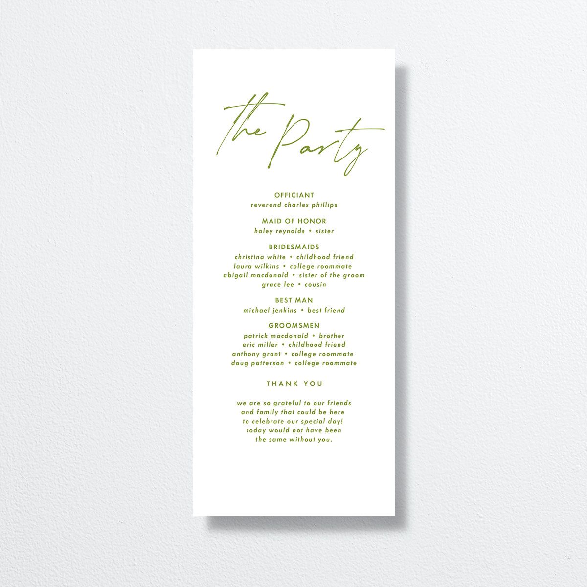 Picture This Wedding Programs back in green