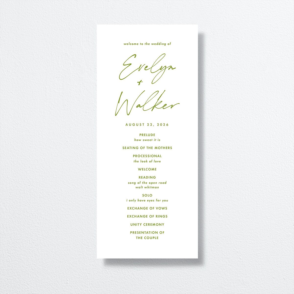 Picture This Wedding Programs front in green