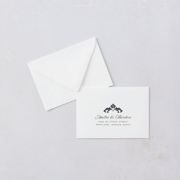 Romantic Vintage Luxury Response Card Euro Envelopes White Moody Blue Return Address Luxe