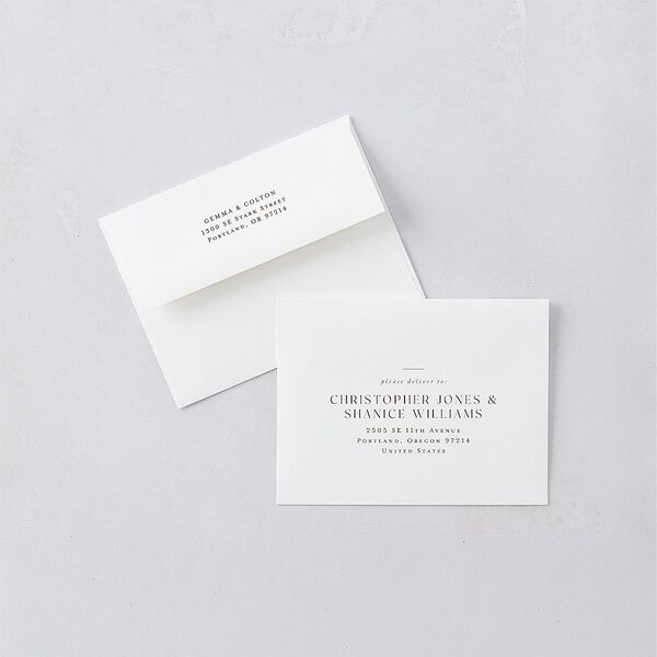 Vintage Minimalist Picture Gallery Save the Date Magnet Envelopes Walnut White Both Recipient and Return Addresses Signature Standard