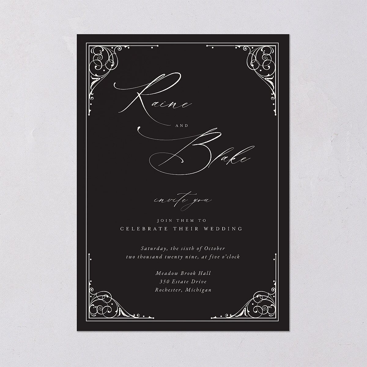 Vintage Gothic Wedding Invitations Licorice Signature Blank No