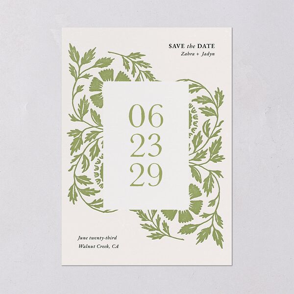 Block Print Save the Date Cards Meadow Signature smooth Blank No Standard