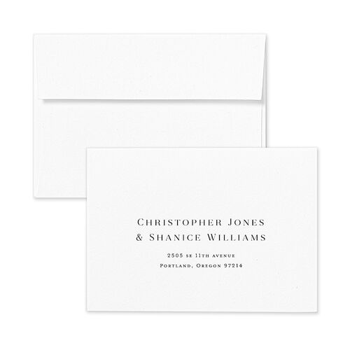 Elegant Monogram Wedding Response Card Standard Envelopes White Pure White Return Address Signature Standard