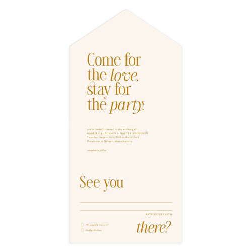 Stay For The Party All-in-One Wedding Invitations Marigold Signature Light Both Recipient and Return Addresses No