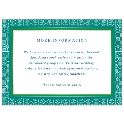 Marrakesh Tile Wedding Enclosure Cards Jewel Green Signature