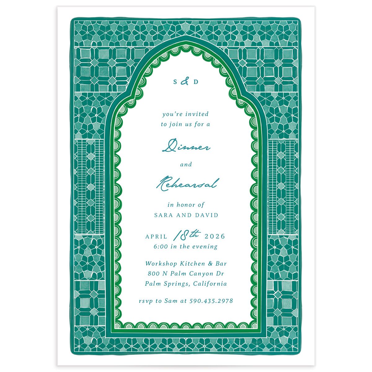 Marrakesh Tile Rehearsal Dinner Invitations