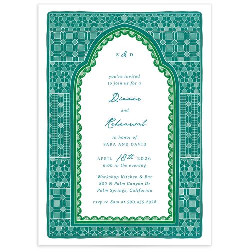 Marrakesh Tile Rehearsal Dinner Invitations Jewel Green Signature