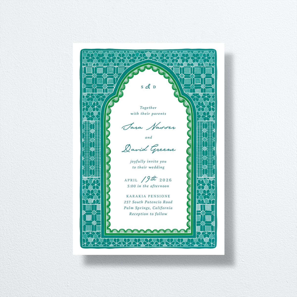 Marrakesh Tile Wedding Invitations Jewel Green Signature No